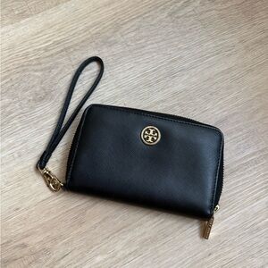 Tory Burch Black and Gold Wristlet